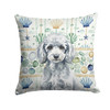 Miniature Silver Poodle Coastal Sea Glass Throw Pillow 14" x 14" product image at NuMercy