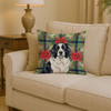 Landseer Newfoundland Christmas Poinsettias Throw Pillow 14" x 14" product image at NuMercy 2