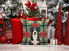 Greater Swiss Mountain Dog Christmas Poinsettias Throw Pillow 14" x 14" product image at NuMercy 7