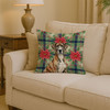 Brindle Great Dane Christmas Poinsettias Throw Pillow 14" x 14" product image at NuMercy 2