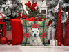 White American Staffordshire Terrier Christmas Poinsettias Throw Pillow 14" x 14" product image at NuMercy 7