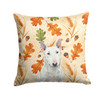 White Miniature Bull Terrier Heirloom Fall Throw Pillow 14" x 14" product image at NuMercy
