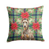 Fawn Doberman Pinscher Christmas Poinsettias Throw Pillow 14" x 14" product image at NuMercy