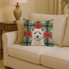 Westie Christmas Poinsettias Throw Pillow 14" x 14" product image at NuMercy 2