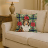 Sable Collie Christmas Poinsettias Throw Pillow 14" x 14" product image at NuMercy 2