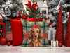 Longhaired Red Dachshund Christmas Poinsettias Throw Pillow 14" x 14" product image at NuMercy 7