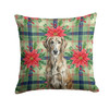 Brindle Scottish Deerhound Christmas Poinsettias Throw Pillow 14" x 14" product image at NuMercy