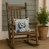 Blue and White Old English Sheepdog Coastal Sea Glass Throw Pillow 14" x 14" product image at NuMercy 4