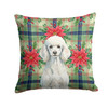 Standard White Poodle Christmas Poinsettias Throw Pillow 14" x 14" product image at NuMercy