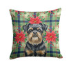 Black and Tan Brussels Griffon Christmas Poinsettias Throw Pillow 14" x 14" product image at NuMercy