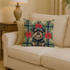Black and Tan Brussels Griffon Christmas Poinsettias Throw Pillow 14" x 14" product image at NuMercy 2