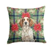 Tricolor English Setter Christmas Poinsettias Throw Pillow 14" x 14" product image at NuMercy
