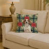 Tricolor English Setter Christmas Poinsettias Throw Pillow 14" x 14" product image at NuMercy 2