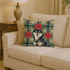 Black and Tan Shiba Inu Christmas Poinsettias Throw Pillow 14" x 14" product image at NuMercy 2
