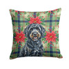 Black Portuguese Water Dog Christmas Poinsettias Throw Pillow 14" x 14" product image at NuMercy
