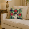 Black and White Basenji Christmas Poinsettias Throw Pillow 14" x 14" product image at NuMercy 2