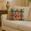 Boykin Spaniel Christmas Poinsettias Throw Pillow 14" x 14" product image at NuMercy 2