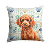 Toy Red Poodle Coastal Sea Glass Throw Pillow 14" x 14" product image at NuMercy