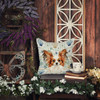 White with Red Papillon Coastal Sea Glass Throw Pillow 14" x 14" product image at NuMercy 7