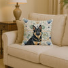 Black and Tan German Shepherd Coastal Sea Glass Throw Pillow 14" x 14" product image at NuMercy 2
