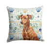 Red German Pinscher Coastal Sea Glass Throw Pillow 14" x 14" product image at NuMercy