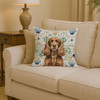 Liver English Cocker Spaniel Coastal Sea Glass Throw Pillow 14" x 14" product image at NuMercy 2