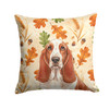 Red and White Basset Hound Heirloom Fall Throw Pillow 14" x 14" product image at NuMercy