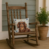 Longhaired Chocolate and Tan Dachshund Coastal Sea Glass Throw Pillow 14" x 14" product image at NuMercy 4