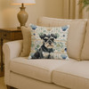 Black & Silver Miniature Schnauzer Coastal Sea Glass Throw Pillow 14" x 14" product image at NuMercy 2