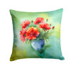 Ohio Scarlet Carnations in Watercolor Throw Pillow 14" x 14" DAC1699 product image at NuMercy