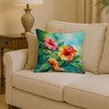 Hawaii Hawaiian Hibiscus in Watercolor Throw Pillow 14" x 14" DAC1641 product image at NuMercy 2