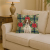Liver and White Pointer Christmas Poinsettias Throw Pillow 14" x 14" product image at NuMercy 2