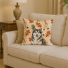 Sable and White Alaskan Malamute Heirloom Fall Throw Pillow 14" x 14" product image at NuMercy 2