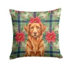 Copper Nova Scotia Duck Tolling Retriever Christmas Poinsettias Throw Pillow 14" x 14" product image at NuMercy