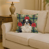 Tricolor Japanese Chin Christmas Poinsettias Throw Pillow 14" x 14" product image at NuMercy 2