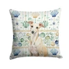 Cream Italian Greyhound Coastal Sea Glass Throw Pillow 14" x 14" product image at NuMercy