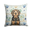 Black and Tan Otterhound Coastal Sea Glass Throw Pillow 14" x 14" product image at NuMercy