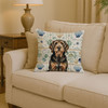 Black and Tan Otterhound Coastal Sea Glass Throw Pillow 14" x 14" product image at NuMercy 2