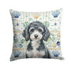 Miniature Parti Poodle Coastal Sea Glass Throw Pillow 14" x 14" product image at NuMercy