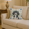 Miniature Parti Poodle Coastal Sea Glass Throw Pillow 14" x 14" product image at NuMercy 2