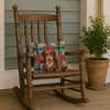 Longhaired Chocolate and Tan Dachshund Christmas Poinsettias Throw Pillow 14" x 14" product image at NuMercy 4