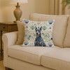 Blue Doberman Pinscher Coastal Sea Glass Throw Pillow 14" x 14" product image at NuMercy 2