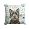 Black Cairn Terrier Coastal Sea Glass Throw Pillow 14" x 14" product image at NuMercy