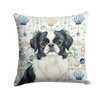 Black and White Japanese Chin Coastal Sea Glass Throw Pillow 14" x 14" product image at NuMercy