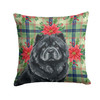 Black Chow Chow Christmas Poinsettias Throw Pillow 14" x 14" product image at NuMercy