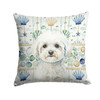 Bichon Frise Coastal Sea Glass Throw Pillow 14" x 14" product image at NuMercy