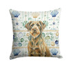 Chestnut Wirehaired Pointing Griffon Coastal Sea Glass Throw Pillow 14" x 14" product image at NuMercy