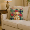 Golden Retriever Christmas Poinsettias Throw Pillow 14" x 14" product image at NuMercy 2
