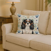 Tricolor Cavalier Spaniel Coastal Sea Glass Throw Pillow 14" x 14" product image at NuMercy 2