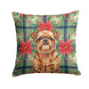 Red Brussels Griffon Christmas Poinsettias Throw Pillow 14" x 14" product image at NuMercy